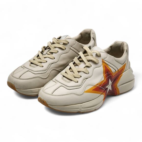 GUCCI Rhyton Interlocking GG Screener Star Leather Sneakers UK 7 US 8 - Picture 1 of 12